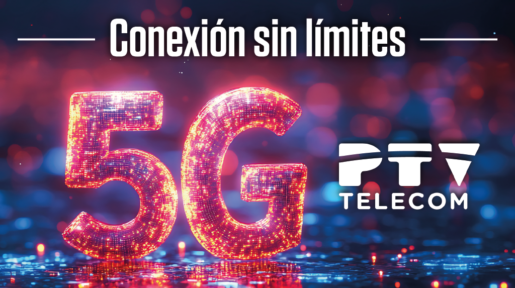 Imagen de tecnología 5G con la frase: Conexión sin límites